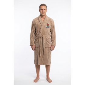 Mogyoró színű hímzett köntös egyedi felirattal