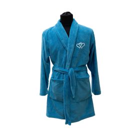 Hímzett, női rövid fazonú köntös, türkizkék S