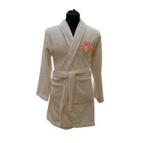 Hímzett, női rövid fazonú köntös, krém S