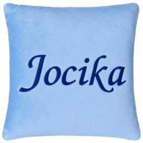 Tetszőleges névvel hímzett párna, világoskék, névre szóló hímzett párna, személyre szabott ajándék