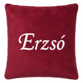 Tetszőleges névvel hímzett párna, burgundi, névre szóló hímzett párna, személyre szabott ajándék
