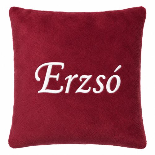 Tetszőleges névvel hímzett párna, burgundi, névre szóló hímzett párna, személyre szabott ajándék