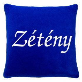 Tetszőleges névvel hímzett párna, királykék, névre szóló hímzett párna, személyre szabott ajándék