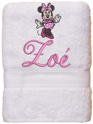 Hímzett törölköző bármilyen névvel + mintával, FEHÉR