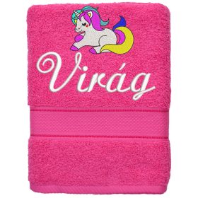 Hímzett törölköző bármilyen névvel + mintával, PINK
