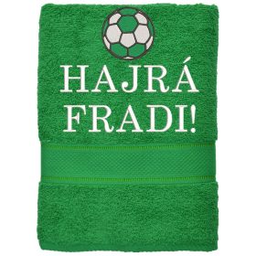   Hímzett törölköző 2-3 szavas felirattal + mintával, FŰZÖLD