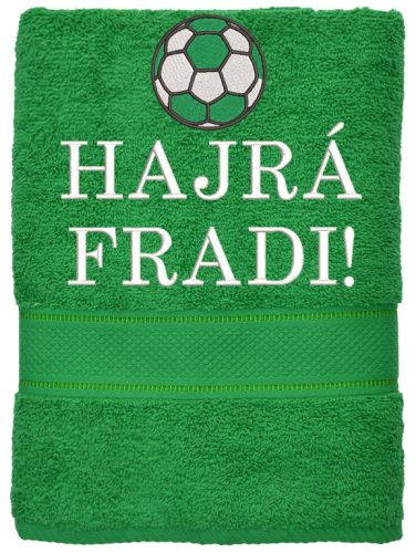Egyedi felirattal és mintával hímzett törölköző - fűzöld