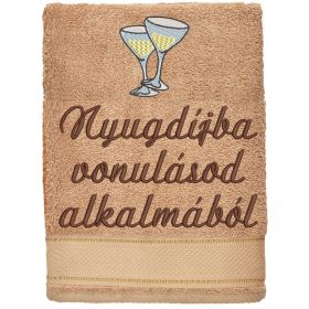   Hímzett törölköző 2-3 szavas felirattal + mintával, MOGYORÓ
