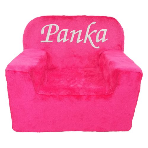 Névvel hímzett gyermekfotel, pink, névre szóló hímzett gyerekfotel
