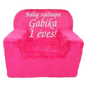   Bármilyen, 2-3 szavas felirattal hímzett gyermekfotel, pink