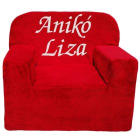   Bármilyen, 2-3 szavas felirattal hímzett gyermekfotel, piros