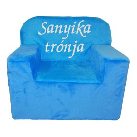   Bármilyen, 2-3 szavas felirattal hímzett gyermekfotel, türkizkék