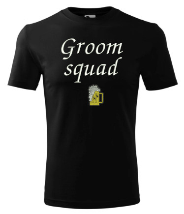 "Groom squad" felirattal hímzett póló, fekete fehérrel S