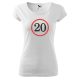 20-as felirattal hímzett számos női póló S