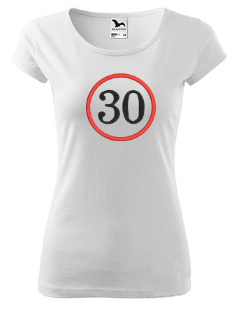 30-as felirattal hímzett számos női póló 2XL