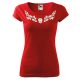 Hímzett, kalocsai mintás női, környakú piros póló L 