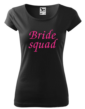 "Bride squad" felirattal hímzett póló, fekete pinkkel XL