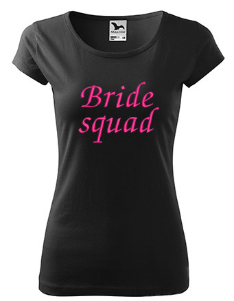 "Bride squad" felirattal hímzett póló, fekete pink hímzéssel XL, lánybúcsú póló, egyedi ajándékötlet