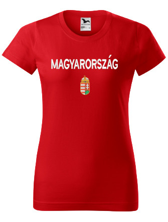  Címer és MAGYARORSZÁG előre piros hímzett női póló 2XL – női magyar válogatott szurkolói póló