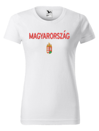  Címer és MAGYARORSZÁG előre fehér hímzett női póló 2XL – női magyar válogatott szurkolói póló