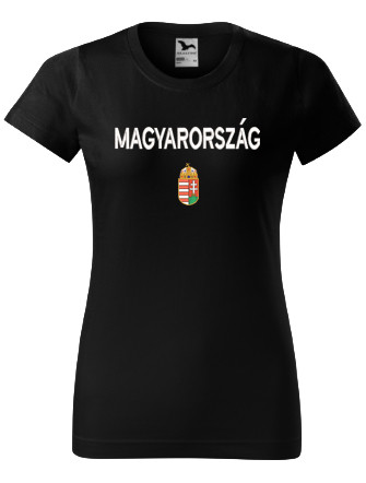  Címer és MAGYARORSZÁG előre fekete hímzett női póló XL – női magyar válogatott szurkolói póló