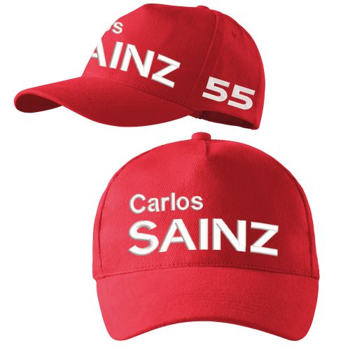 Hímzett Forma-1 baseball + SAINZ piros-fehér, unisex