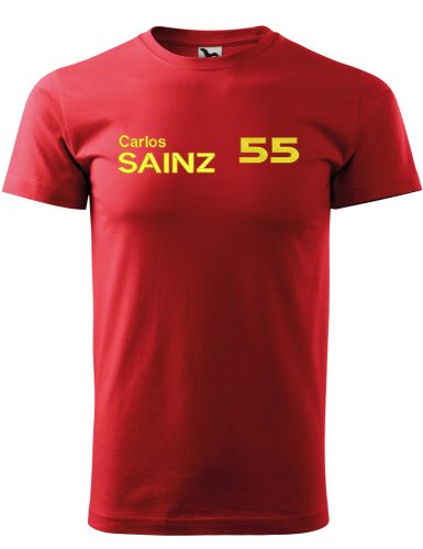 Hímzett Forma-1 póló + SAINZ piros-sárga, férfi 2XL