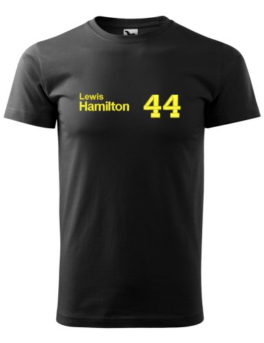 Hímzett Forma-1 póló + HAMILTON fekete-sárga, férfi 3XL