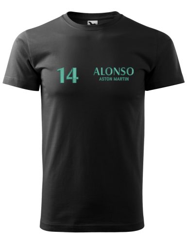 Hímzett Forma-1 póló + ALONSO fekete, férfi 4XL