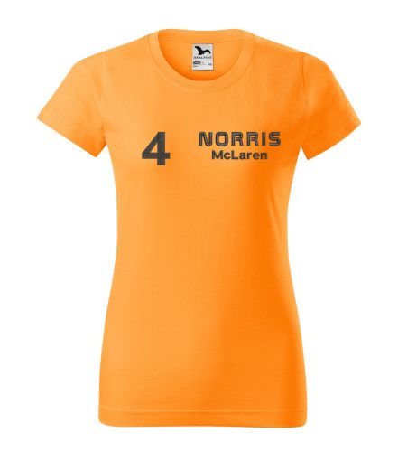 Hímzett Forma-1 póló NORRIS narancs női M, Forma-1 szurkolói póló, F1 ajándékötlet, autóverseny rajongóknak