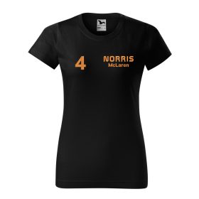 Hímzett Forma-1 póló NORRIS fekete női XS, Forma-1 szurkolói póló, F1 ajándékötlet, autóverseny rajongóknak
