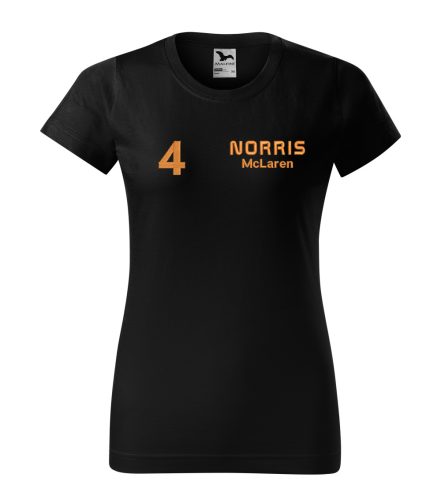 Hímzett Forma-1 póló NORRIS fekete női XS, Forma-1 szurkolói póló, F1 ajándékötlet, autóverseny rajongóknak