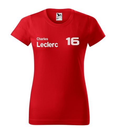 Hímzett Forma-1 póló LECRERC piros-fehér női 2XL, Forma-1 szurkolói póló, F1 ajándékötlet, autóverseny rajongóknak