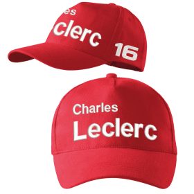 Hímzett Forma-1 baseball sapka LECLERC piros-fehér unisex, F1 szurkolói sapka, Forma-1 ajándékötlet