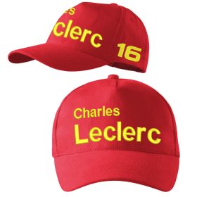 Hímzett Forma-1 baseball sapka LECLERC piros-sárga unisex, F1 szurkolói sapka, Forma-1 ajándékötlet