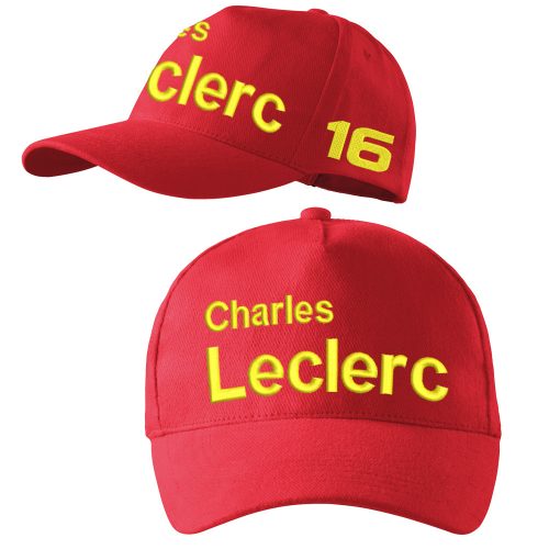 Hímzett Forma-1 baseball sapka LECLERC piros-sárga unisex, F1 szurkolói sapka, Forma-1 ajándékötlet