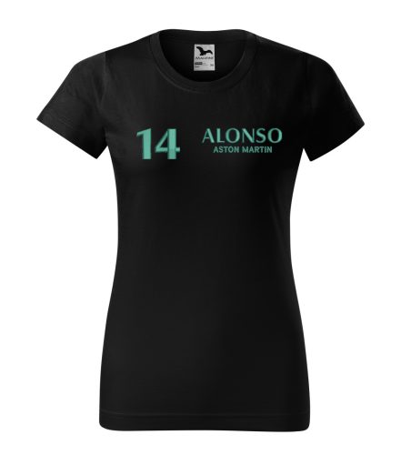 Hímzett Forma-1 póló + ALONSO fekete, női XL – egyedi Forma-1 ajándékötlet Fernando Alonso rajongóknak 