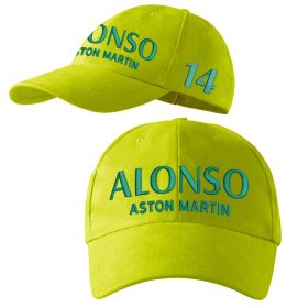 Hímzett Forma-1 baseball sapka + ALONSO sárga, unisex – Forma-1 ajándékötlet Fernando Alonso rajongóknak 