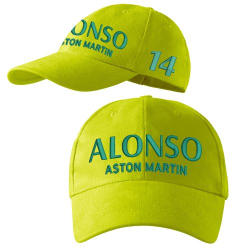 Hímzett Forma-1 baseball sapka + ALONSO sárga, unisex – Forma-1 ajándékötlet Fernando Alonso rajongóknak 