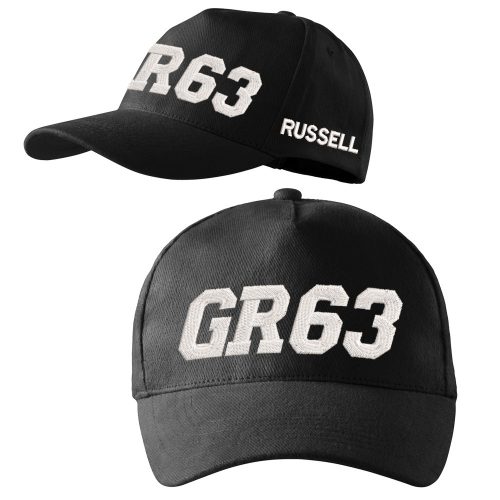 Hímzett Forma-1 baseball sapka + RUSSELL fekete-fehér, unisex – Forma-1 ajándékötlet George Russell rajongóknak 