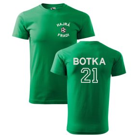 Hímzett HAJRÁ FRADI BOTKA 21 férfi póló, zöld szurkolói ajándékötlet XS