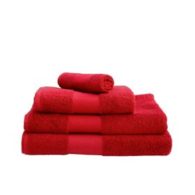 Névvel + mintával hímzett PRÉMIUM törölköző, PIROS