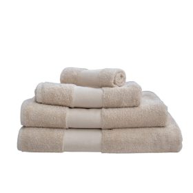   Névvel + mintával hímzett PRÉMIUM törölköző, VILÁGOS MOGYORÓ