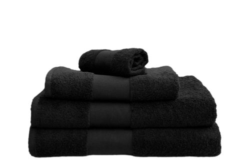 Hímzett PRÉMIUM törölköző 2-3 szavas felirattal, FEKETE