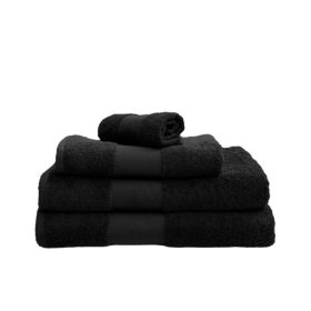   Hímzett PRÉMIUM törölköző 2-3 szavas felirattal + mintával, FEKETE