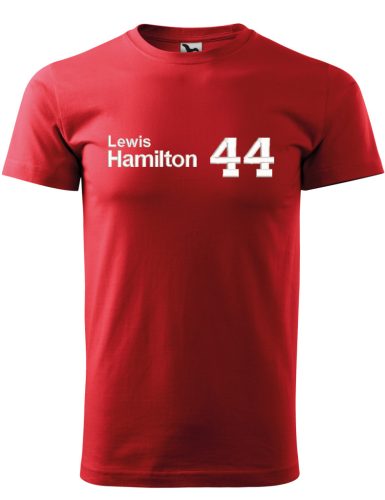Hímzett Forma-1 póló + HAMILTON piros-fehér, férfi 4XL
