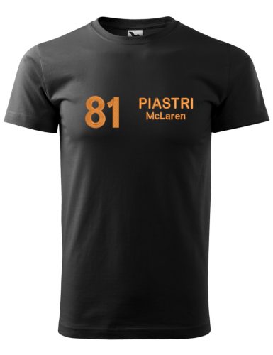 Hímzett Forma-1 póló + PIASTRI fekete, férfi S