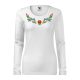 Hímzett, kalocsai mintás női, hosszúujjú fehér póló színes mintával M