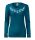 Hímzett kalocsai mintás női hosszú ujjú petrolkék póló kék-fehér mintával, egyedi ajándékötlet 2XL