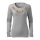 Hímzett, matyó mintás női, hosszúujjú világos szürke póló színes mintával L